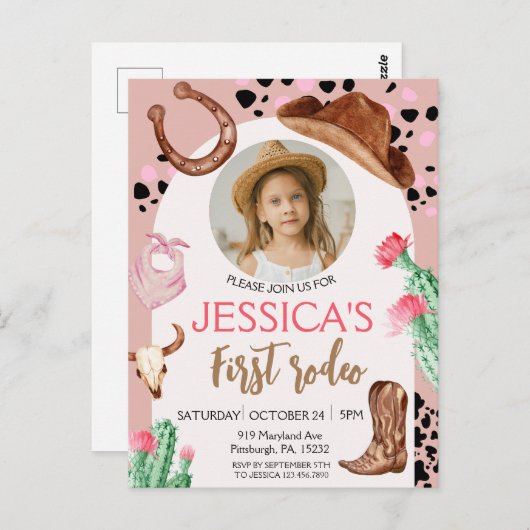 Cowboy Verjaardag 1e Rodeo Verjaardagsfeest Briefkaart (Voorkant / Achterkant)