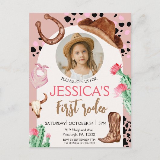 Cowboy Verjaardag 1e Rodeo Verjaardagsfeest Briefkaart (Voorkant)