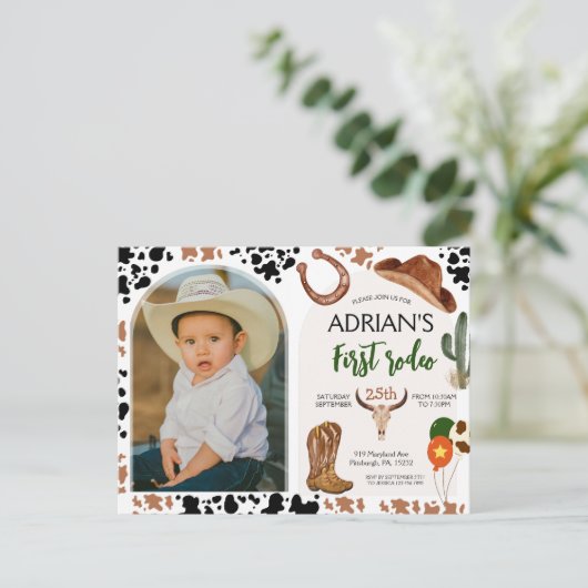Cowboy Verjaardag 1e Rodeo Verjaardagsfeest Briefkaart (Staand voorkant)
