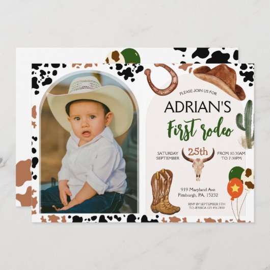 Cowboy Verjaardag 1e Rodeo Verjaardagsfeest Kaart (Voorkant / Achterkant)