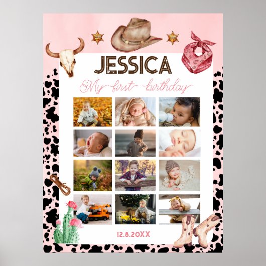 Cowboy Verjaardag 1e Rodeo Verjaardagsfeest Poster (Voorkant)