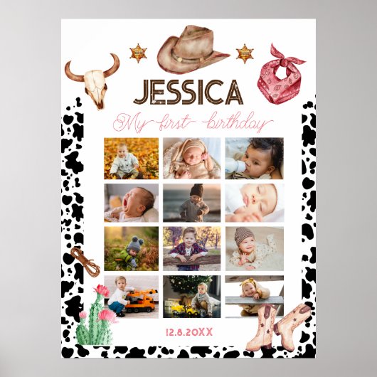 Cowboy Verjaardag 1e Rodeo Verjaardagsfeest Poster (Voorkant)