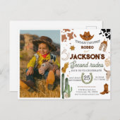 Cowboy Verjaardag 2de Rodeo Verjaardagsfeestje Briefkaart (Voorkant / Achterkant)