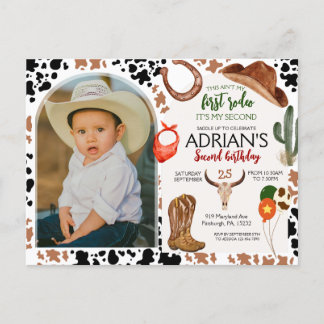 Cowboy-verjaardag 2e rodeo-verjaardagsfeestje briefkaart