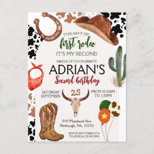 Cowboy Verjaardag 2e Rodeo Verjaardagsfeestje Briefkaart