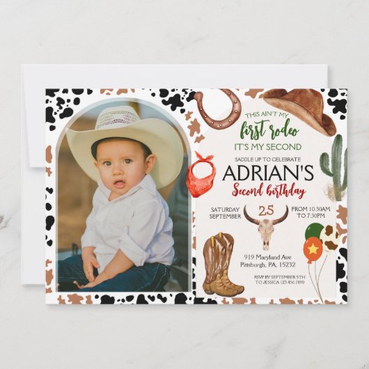 Cowboy Verjaardag 2e Rodeo Verjaardagsfeestje Kaart (Voorkant)