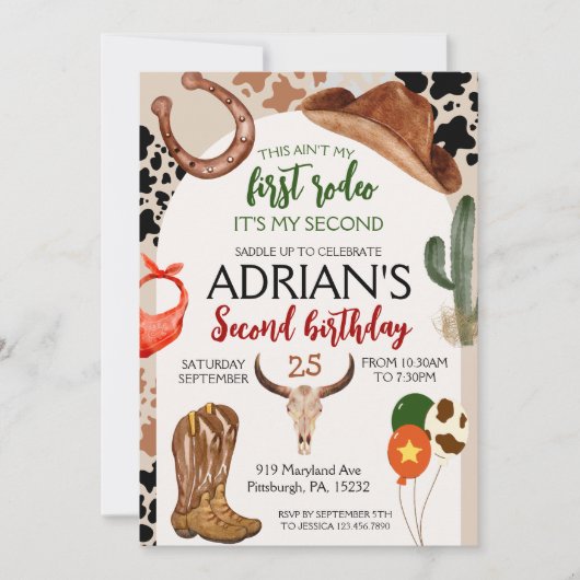 Cowboy Verjaardag 2e Rodeo Verjaardagsfeestje Kaart (Voorkant)