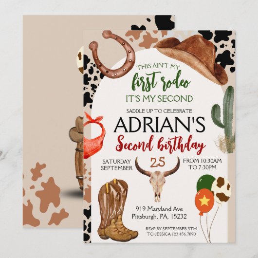 Cowboy Verjaardag 2e Rodeo Verjaardagsfeestje Kaart (Voorkant / Achterkant)