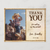 Cowboy verjaardag eerste rodeo foto bedankt! (Voorkant)