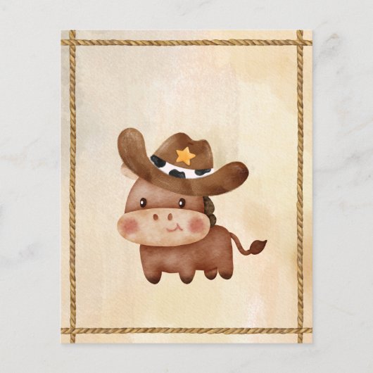 Cowboy verjaardag eerste rodeo tijd capsule kaart (Achterkant)