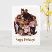 Cowboy-verjaardag Kaart (Gele Bloem)