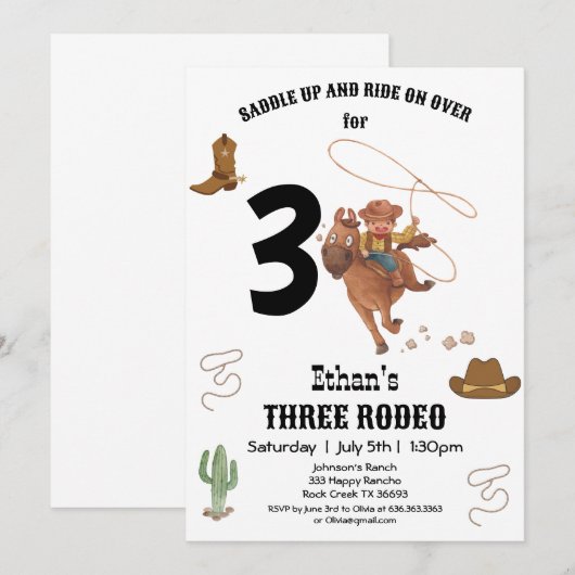 CowBoy Verjaardag Rodeo Party Kaart (Voorkant / Achterkant)