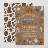 Cowboy Verjaardag Uitnodiging | 9e Rodeo uitnodigi (Voorkant / Achterkant)