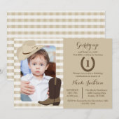 Cowboy Verjaardag Wild West Party Fotouitnodiging Kaart (Voorkant / Achterkant)