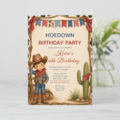 Cowboy Verjaardags Hoedown Feest Kaart (Staand voorkant)