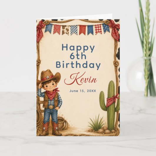 Cowboy Verjaardags Hoedown Feest Kaart (Voorkant)