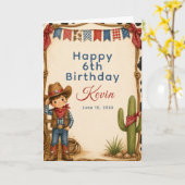 Cowboy Verjaardags Hoedown Feest Kaart (Gele Bloem)