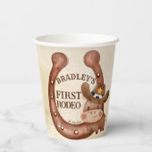 Cowboy verjaardagsfeest baby paard in een pet papieren bekers (Achterkant)