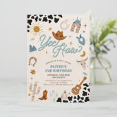 Cowboy verjaardagsfeest uitnodiging (Staand voorkant)