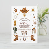 Cowboy Verjaardagsfeest Uitnodiging (Staand voorkant)