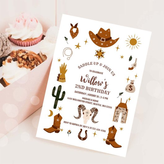 Cowboy Verjaardagsfeest Uitnodiging