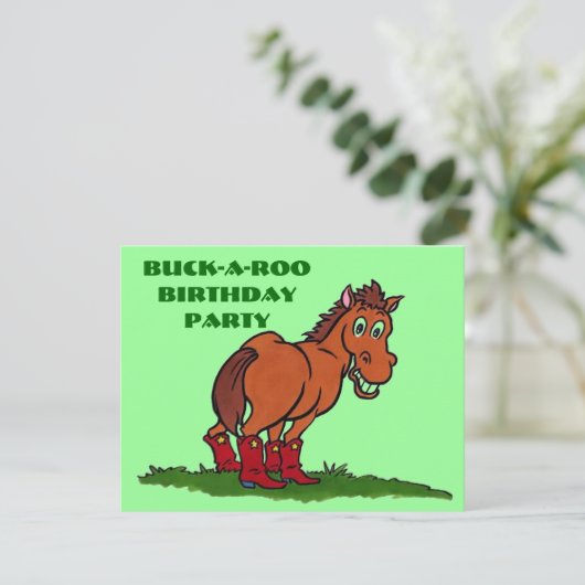 COWBOY VERJAARDAGSFEEST UITNODIGING ~ GEMAKKELIJK (Staand voorkant)