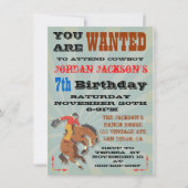 Cowboy verjaardagsfeest uitnodiging met wild paard (Voorkant)