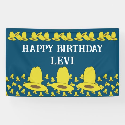 Cowboy Verjaardagsfeestbanner Spandoek (Horizontaal)