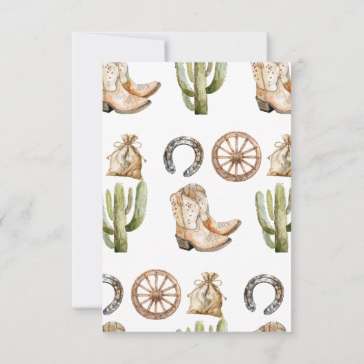 Cowboy verjaardagsfeestje bedankje bedankkaart (Achterkant)