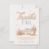 Cowboy verjaardagsfeestje bedankje bedankkaart (Voorkant)