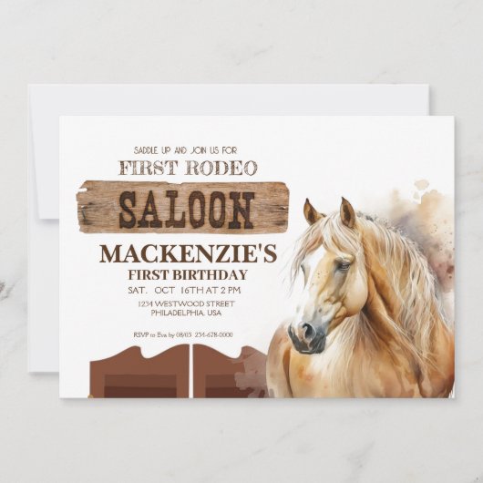 Cowboy-verjaardagsfeestje Eerste Rodeo wilde Weste Kaart (Voorkant)