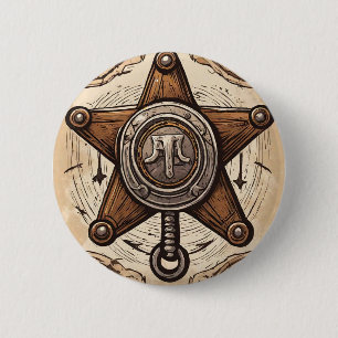 Cowboy Verjaardagsfeestje - Sheriff Ronde Button 5,7 Cm