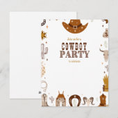 Cowboy verjaardagsfeestje uitnodiging kinder (Voorkant / Achterkant)