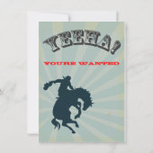 Cowboy-verjaardagsfeestje uitnodiging met stampend (Achterkant)