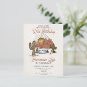 Cowboy verjaardagsfeestje uitnodiging Wild West Ro (Staand voorkant)