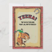 Cowboy-verjaardagsfeestposter met stier kaart (Achterkant)
