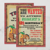 Cowboy-verjaardagsfeestposter voor Bucking Bronco Kaart (Voorkant / Achterkant)