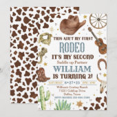Cowboy verjaardagsuitnodiging, 2e Rodeo uitnodigin Kaart (Voorkant / Achterkant)