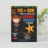 Cowboy verjaardagsuitnodiging Land Westerne Ranch Kaart (Staand voorkant)