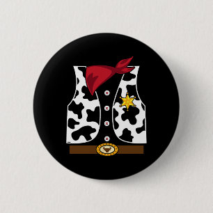 Cowboy Vest Western Sheriff Costume Cool Easy Hall Ronde Button 5,7 Cm