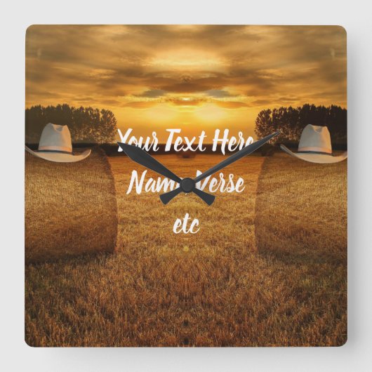 Cowboy Vierkante Klok (Voorkant)