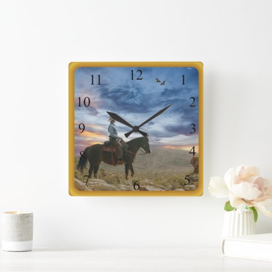 Cowboy Vierkante Klok (Huis)