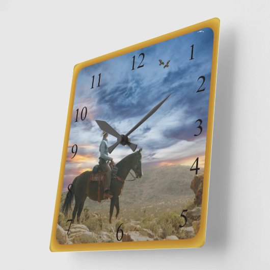 Cowboy Vierkante Klok (Hoek)