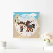 Cowboy Vierkante Klok (Huis)