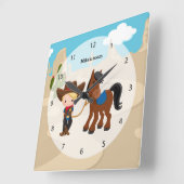 Cowboy Vierkante Klok (Hoek)