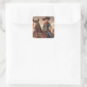Cowboy Vierkante Sticker (Tas)