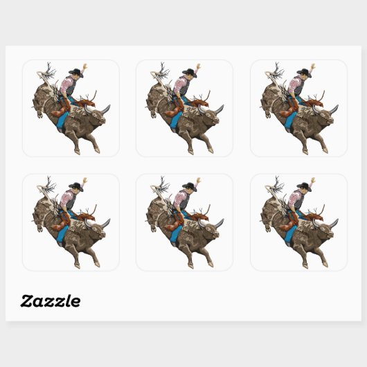 Cowboy Vierkante Sticker (Vel)