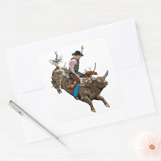 Cowboy Vierkante Sticker (Envelop)