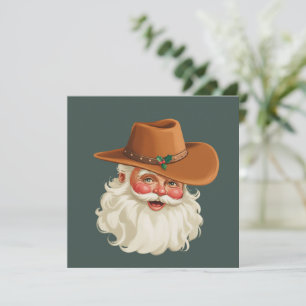 Cowboy Vintage Kerstman Grappige Retro Western Feestdagenkaart
