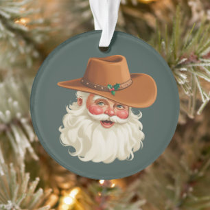 Cowboy Vintage Kerstman Grappige Retro Western Ornament